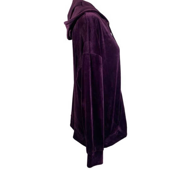Green Tea Hoodie sz Large Comfy Mediumweight Velour Wine/Purple Long Sleeve Warm - Picture 6 of 10